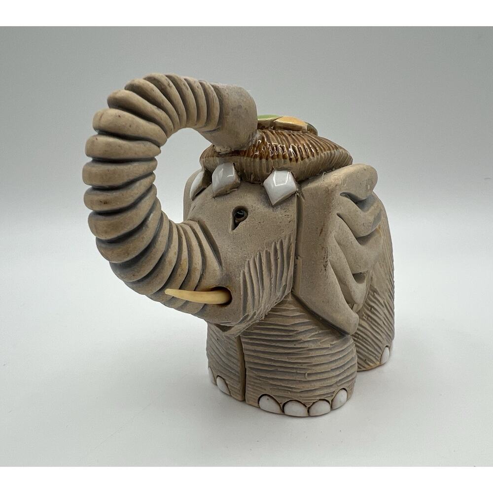 Artesania Rinconada Art Pottery Clay Elephant Figurine 3.5” Uruguay Signed